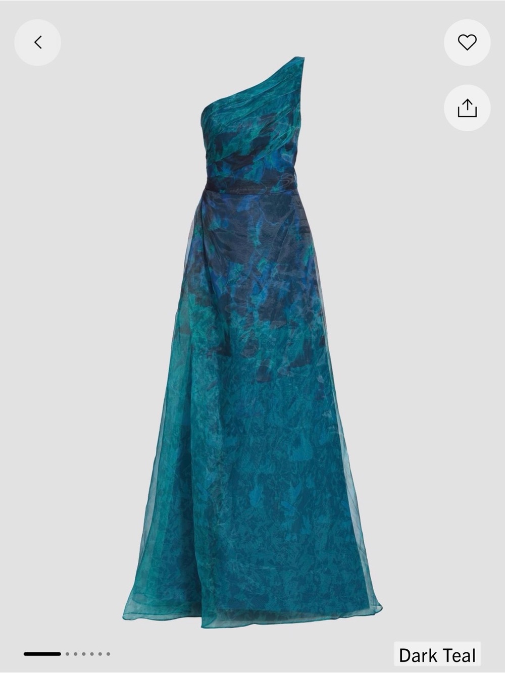 Rene Ruiz Teal & Navy One-Shoulder Gown